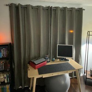 Dark gray waffle textured curtains